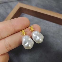 Crystal clear high quality women's Celins earrings shaped pearl style high-end have logo ENTO