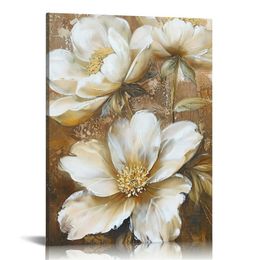 Canvas Wall Decor - Flower Vintage Gray Canvas Pictures for Bedroom Bathrooms Wall Art