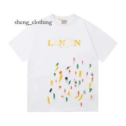 Lavines Men's T-Shirts Shirt Mens Designer T Shirt Casual Womens Tees Hand Splash Graffiti Letters Loose Short-Sleeved High Lanvis 8a50