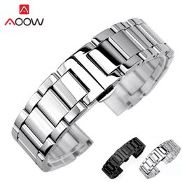 3 Pointer Stainless Steel Watchband 18mm 20mm 22mm 24mm Polished Matte Deployment Buckle Replacement Bracelet Watch Band Strap T190620 252S