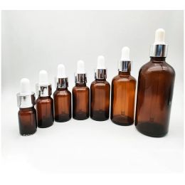 Wholesale Empty Dropper Bottle Brown Essential Oil Glass Aromatherapy Liquid 5-100ml Drop for Massage Pipette Bottles Refillable