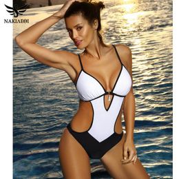 NAKIAEOI Sexy Thong One Piece Swimsuit 2019 Plus Size Swimwear Women Bathing Suit Swim Wear Monokini Beachwear Swimming S~XXL Vqcsl