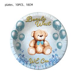 Teddy Bear Party Decorations Bear Disposable Tableware Paper Cup Plate Tablecloth Baby Shower For Kids Birthday Party Supplies