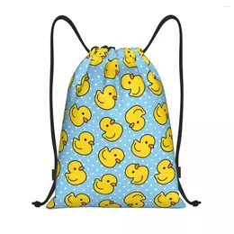 Shopping Bags Custom Cartoon Cute Duck Drawstring Bag Men Women Portable Gym Sports Sackpack Training Storage Backpacks