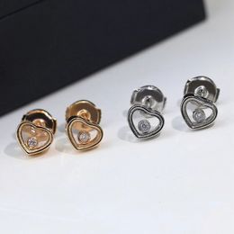 Singles Diamond Revolution Heart Earrings Womens Fashion Luxury Brand Jewelry Party Anniversary Gift 240515