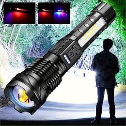 LED Super Bright Flashlight Rechargeable Portable Rechargeable Bright Household Lamp Built in Battery With Power Displa For Outdoor Camping Picnics Night Runs