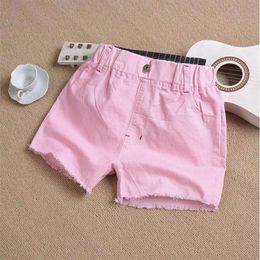 Summer Short Pants for Girls Cotton Candy Color Broken Jeans Shorts Fashion Children Clothing Outerwear Pant 2 To 12 Years New