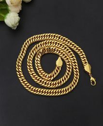 18K Gold Plated Hip Hop Jewelry Filled Solid Necklace Cuban Link Chain Men Choker Stainless Steel Male Female Accessories Fashion 7869527