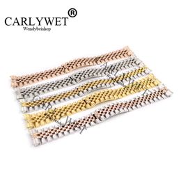 CARLYWET 20mm 316L Stainless Steel Jubilee Silver Two Tone Rose Gold Wrist Watch Strap Bracelet Solid Screw Links Curved End 3265