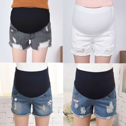 Hot Maternity Shorts High Waisted Elastic Pregnancy Denim Pants Summer Short Jeans for Pregnant Women Fashion Spring Clothes L2405