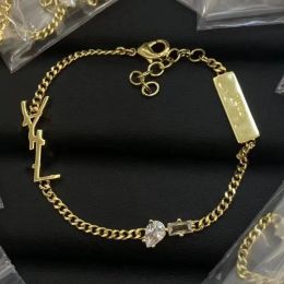 Bracelets Exquisite 18K GoldPlated Diamond Letter Charm Bracelet for Women Elegant Love Bangle with Custom Y Logo Engraving