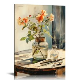 Wall Art - Vase of Flowers Poster - World Famous Oil Painting Reproduction - Still Life Painting - Cool Home Decoration for Bedroom Hotel Hallway Unframed