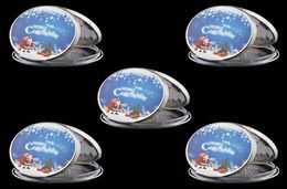 5pcs Merry Christmas Coin Craft With Santa Claus And Deer Po Silver Plated Metal Challenge Badge9191811