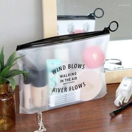 Storage Bags 3 Sizes Women Travel Transparent Cosmetics Bag Office Stationery PVC Frosted Zipper Waterproof