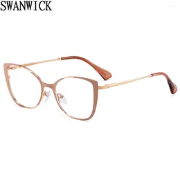 Sunglasses Swanwick Anti Blue Light Glasses Fashion Ladies Clear Lens Metal Cat Eye Frame Women Black Pink Female Gifts Items