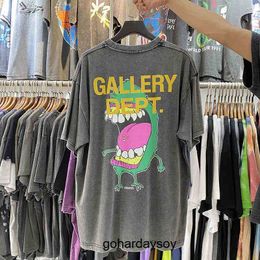 Wash verwendete Galerysdepts Designer Cartoon Shirt 3712 Puppendruck Schwarzer Männer und Frauen Baumwolle Kurzarm T-Shirt Trend Shirts Sommer55