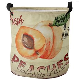 Laundry Bags Peach Vintage Wood Grain Retro Dirty Basket Foldable Waterproof Home Organiser Clothing Kids Toy Storage