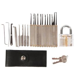 15pcs Unlocking Lock Pick Tool Hook Lock Picks Locksmith Tools + 5pcs Lock Picking Tools Sets with Transparent Practise Locks5351921