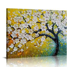 Painted Contemporary Art Painting On Canvas Texture Palette Knife Tree Paintings Modern Home Interior Decor Abstract Art 3D Flowers Paintings Large Canvas Art