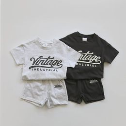 Baby Unsiex Fashion T-shirt Versatile Boutique Tshirt Boys Kids Soft Tops Loose Simple Shorts Girl Toddler Sport Set 240529