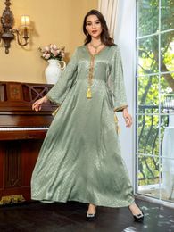 Ethnic Clothing Eid Muslim Dress For Women String Lace Up Maxi Dresses Abaya Slim Fit Party Ramadan Caftan Kaftan Vestidos Largos Dubai