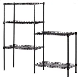 Kitchen Storage 5-layer Adjustable Black Metal Wire Shelf Living Room Rack