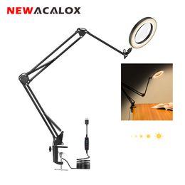 NEWACALOX LED Lamp 5X/10X Magnifier 3 Dimming Modes Light USB Power Supply for Welding Beauty Reading