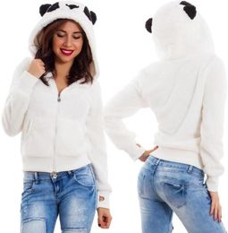 Fashion Panda Hooded Fleece Faux Fur Coat 2019 Women Autumn Winter Warm Soft Jacket Thick Plush Zipper Overcoat Short Outerwear1957367