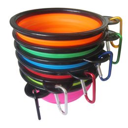 Pet dog cat feeding water folding bowl with buckle pet outdoor portable utensils universal equipment 1pcs