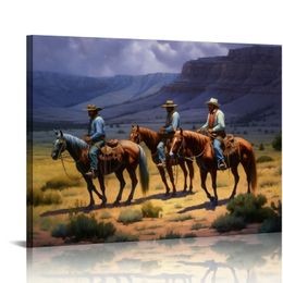 Canvas Animal Wall Art Modern Decorations Paintings Cowboys Mooshine Rendezvous Glam Western Nature Wall Hanging Artwork Prints for Bedroom Office Kitchen