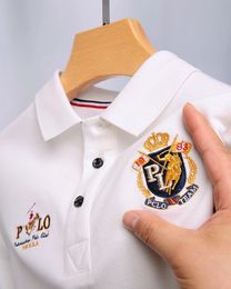 High end 100% pure cotton short sleeve POLO shirt Mens summer fashion brand embroidery Paul shirt Business casual large T-shirt 240524