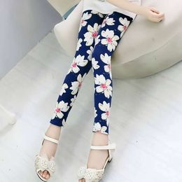 2022 Kids Baby Girls Clothes Flower Printed Skinny Pants Children Cotton Pencil Trousers 2-11 Years Girl Leggings L2405
