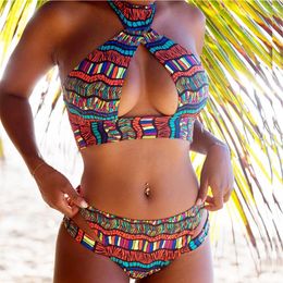 New Hot Sexy Women Afican Print Bikini Set Push-up Bra Swimsuit Bathing Swimwear Beach African Swim Suits Maillot De Bain FF5 Ucxsd
