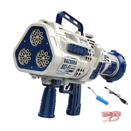 69Holes Rocket Bubble Gun Automatic Bubbles Machine Gun Launcher Shape Blower Soap Toys For Kid Bubble Machine Party Supplies 240529