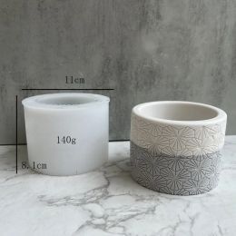Round Pattern Flower Pot Silicone Mold Concrete Cement Gypsum Resin Flower Pot Vase Mold DIY Handmade Art Making Candle Jar Mold
