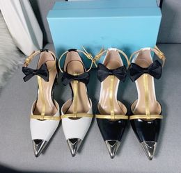 Designer sandali e scarpe da donna sandali e scarpe in metallo a punta punta a fiocrro a fila per la caviglia avvolgono levane ladies party con scarpe con tacco alto con scatola