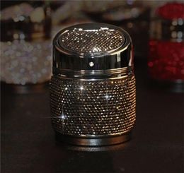 Pillar Shape Smoking Accessories With Lid Inlay Rhinestone Multi Colour Cars Ornament Ash Tray Exquisite Ashtrays Metal Portables 29185174