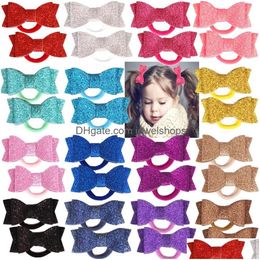 Headbands 30 Pieces Boutique Baby Girls Bling Sparkly Sequins 2.75 Hair Bows Ties Pony Holders For Babies Toddlers Drop Delivery Jewe Dhvj4