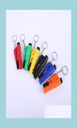 Keychains Lanyards Life Saving Hammer Key Chain Rings Portable Self Defence Emergency Rescue Car Accessories Seat Belt Window Brea2833895