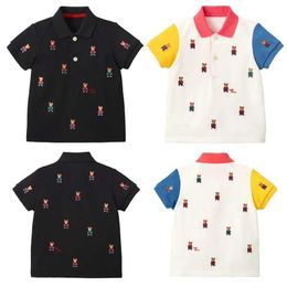 Polos Polos Boys Summer Clothing New Girls Cartoon Strap Bear Knitted Short Seven Piece Polo Shirt T-shirt Top WX5.29