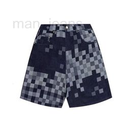 Men's Shorts Designer High quality trendy brand 2024 summer new product mosaic letter jacquard denim checkerboard shorts ins cropped pants MD5P