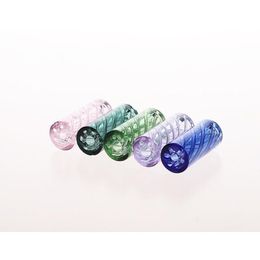 Stripe Colour Mini Glass Cigaret Pipe Philtre Tips Round Mouth for Dry Herb Tobacco Rolling Drip With 7 Holes Thick Pyrex Glass Diameter 12mm Height 30mm