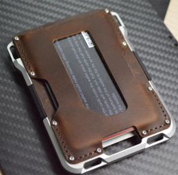 Men039s leather card holder RFID blocking aluminum alloy card holder multifunctional metal card holder wallet9914814