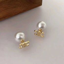 Crystal clear high quality women's Celins earrings letter pearl pair light luxury high-end unique design versatile have logo 5I8Q