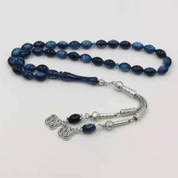 Blue Resin Tasbih bracelet 33 prayerbeads metal tassel islamic arabic fashion rosary Kuwait New design Misbaha Rosary 202r