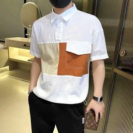 Men's T-Shirts Office Lady Fashion T-Shirts Casual Loose Pulled Collar Temperature Simple Mens Spring/Summer Thin J240530