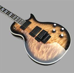 Custom Shop Electronic Guitar Vibrato Bridge System quilted maple top and back ebony fretboard Fret Nibs black hardware guitar 2589