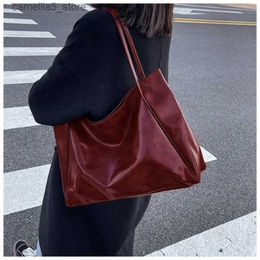 Diaper Bags Women Tote Bag Fashion Underarm Pouch Large Capacity Soft Pu Leather Shoulder Bag Retro Crossbody Bag Casual Portable Bucket Bag Q240530