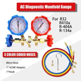 Air Conditioning Tools with Hose and Hook for R410a R32 R-404A R-134a Manifold Gauge Refrigerant Manifold Gauge Set