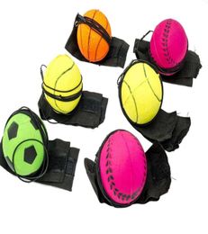 Balls today Throwing Bouncy Rubber Balls Kids Funny Elastic Reaction Training Wrist Band Ball For Outdoor Games Toy Novelty2192612